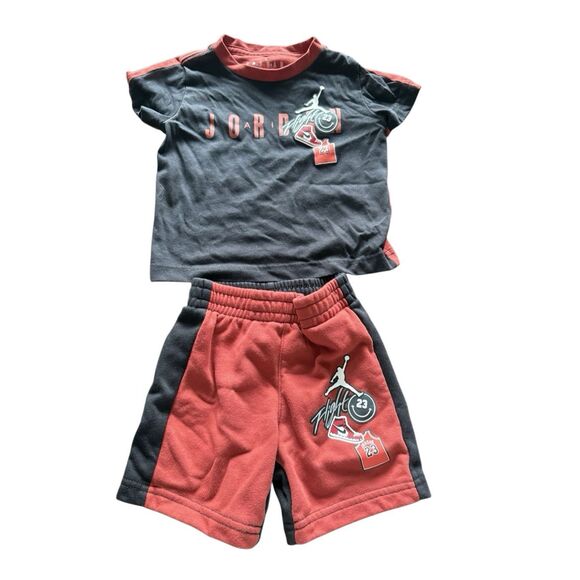 Air Jordan Toddler Shirt and Shorts Size 2T years Red Black - Picture 1 of 3